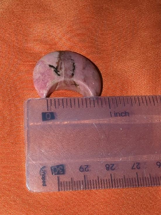 Pink Rhodonite Crescent Moon Gemstone Carving - Picture 3 of 3